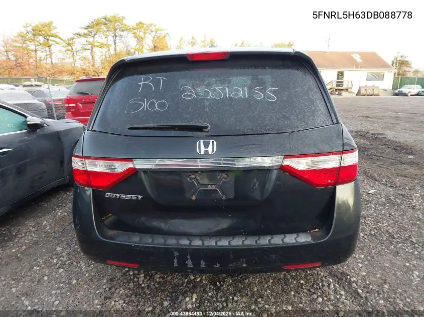 5FNRL5H63DB088778 2013 Honda Odyssey Ex-L