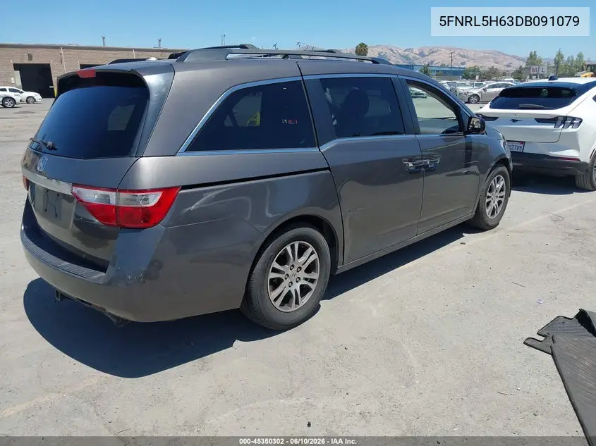 2013 Honda Odyssey Ex-L VIN: 5FNRL5H63DB091079 Lot: 45350302