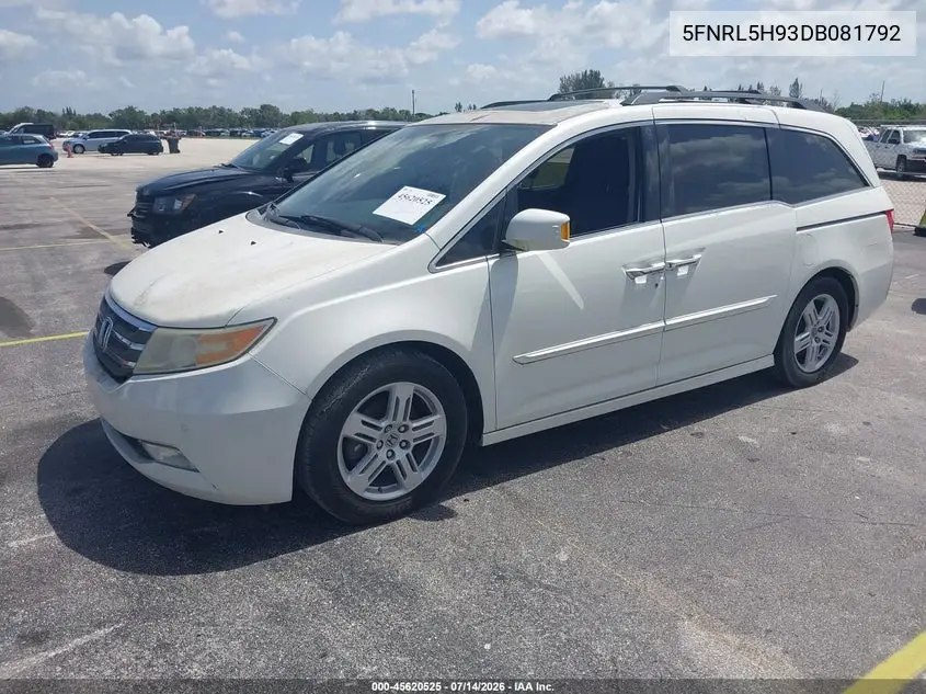 2013 Honda Odyssey Touring/Touring Elite VIN: 5FNRL5H93DB081792 Lot: 45620525