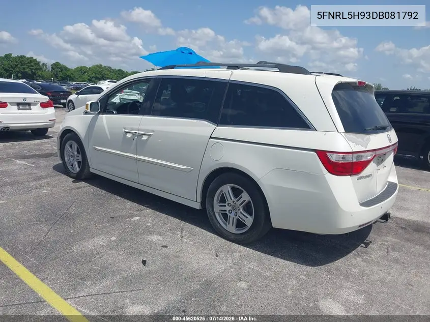 2013 Honda Odyssey Touring/Touring Elite VIN: 5FNRL5H93DB081792 Lot: 45620525