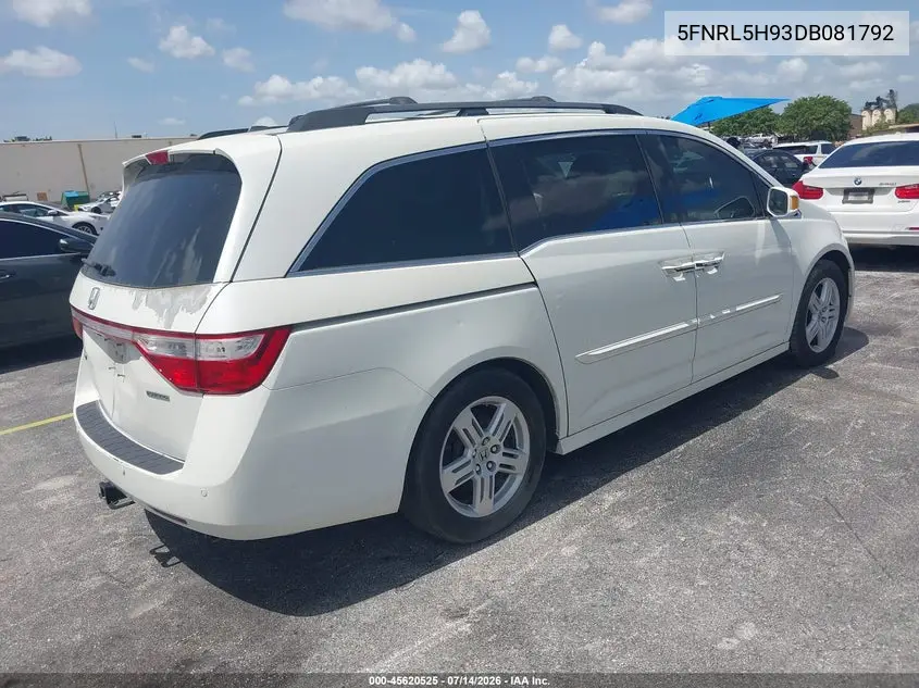 2013 Honda Odyssey Touring/Touring Elite VIN: 5FNRL5H93DB081792 Lot: 45620525