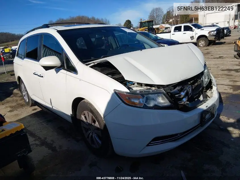 5FNRL5H63EB122249 2014 Honda Odyssey Ex-L