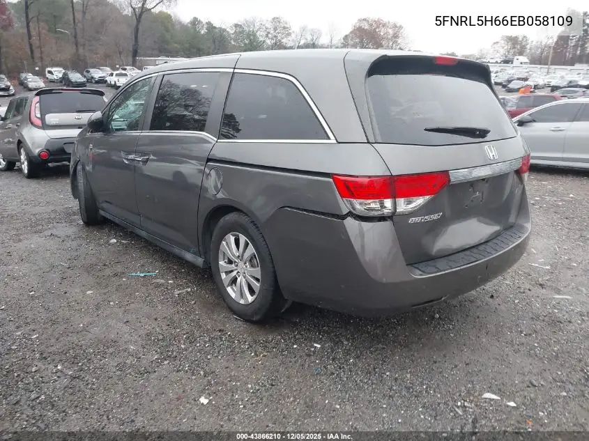 5FNRL5H66EB058109 2014 Honda Odyssey Ex-L