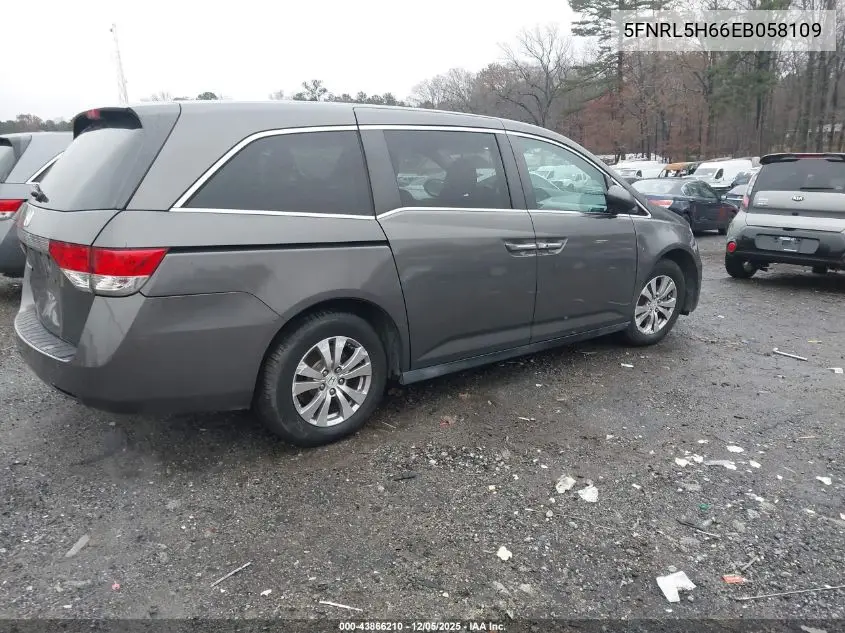 5FNRL5H66EB058109 2014 Honda Odyssey Ex-L