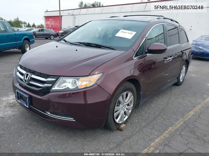 2014 Honda Odyssey Ex-L VIN: 5FNRL5H63EB070248 Lot: 45667168