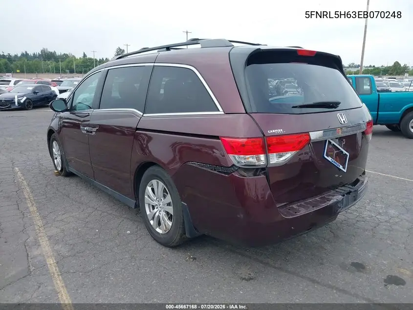 2014 Honda Odyssey Ex-L VIN: 5FNRL5H63EB070248 Lot: 45667168