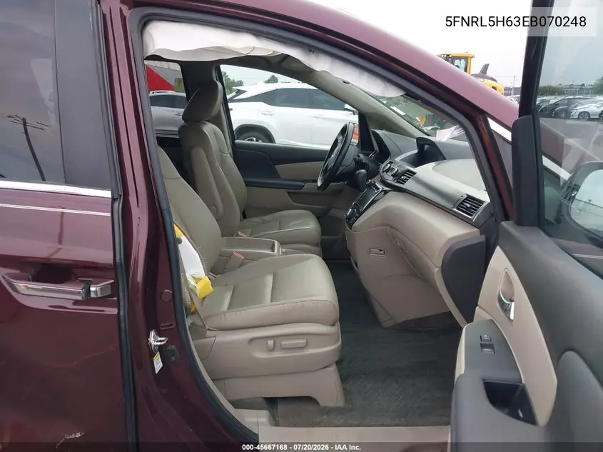 2014 Honda Odyssey Ex-L VIN: 5FNRL5H63EB070248 Lot: 45667168