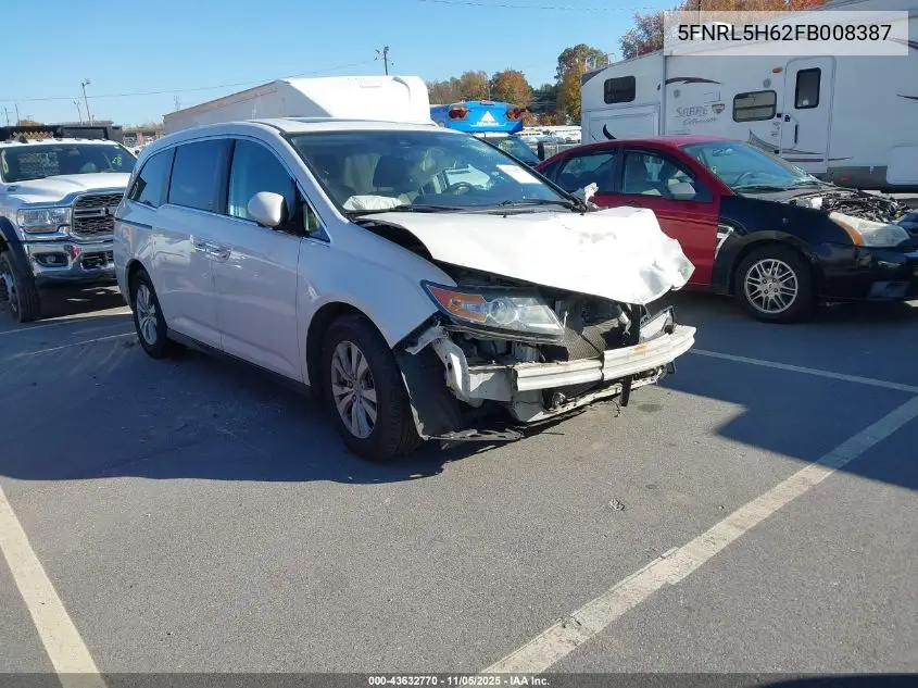 5FNRL5H62FB008387 2015 Honda Odyssey Ex-L