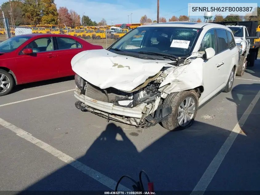 5FNRL5H62FB008387 2015 Honda Odyssey Ex-L