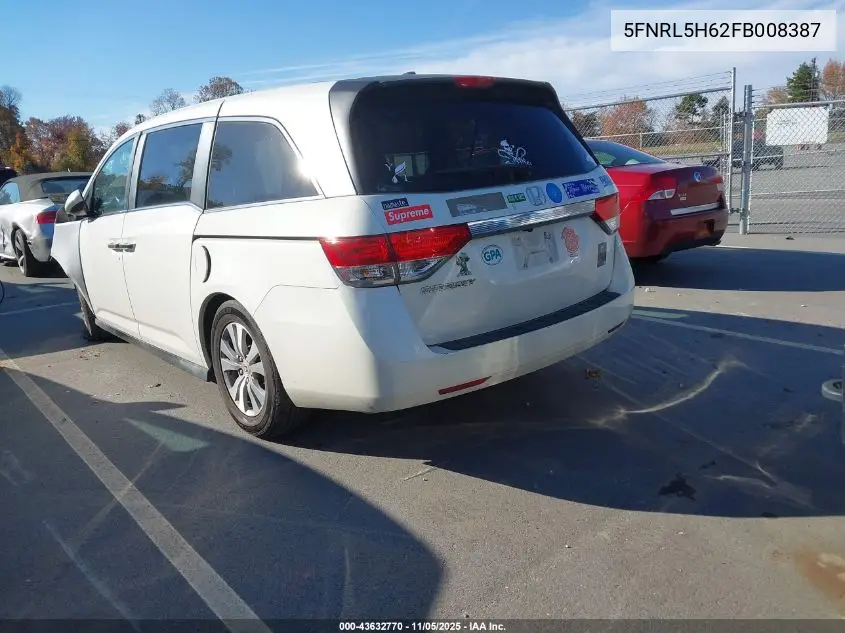 5FNRL5H62FB008387 2015 Honda Odyssey Ex-L