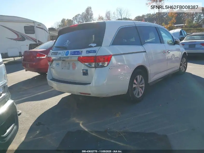 5FNRL5H62FB008387 2015 Honda Odyssey Ex-L