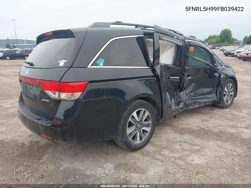 2015 Honda Odyssey Touring/Touring Elite VIN: 5FNRL5H99FB039422 Lot: 45389185