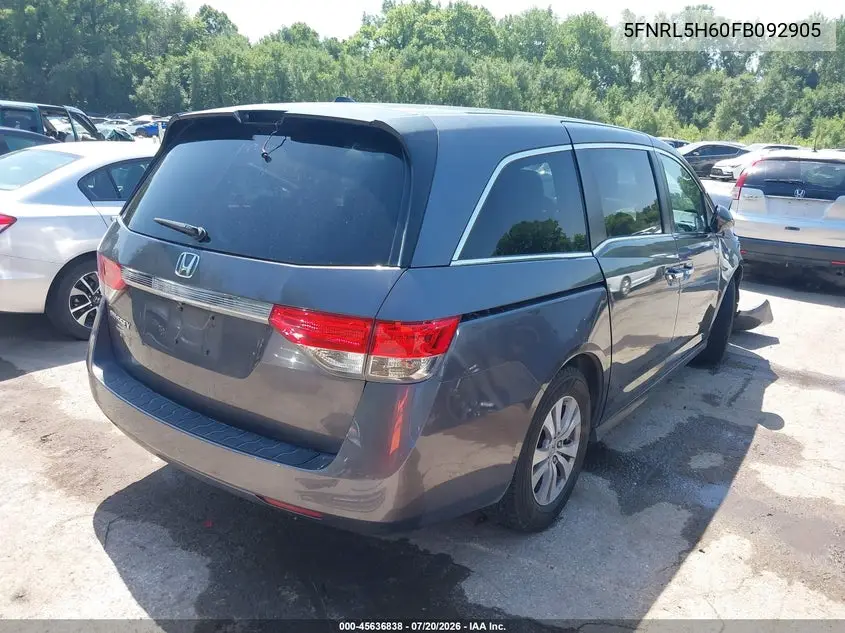 2015 Honda Odyssey Ex-L VIN: 5FNRL5H60FB092905 Lot: 45636838