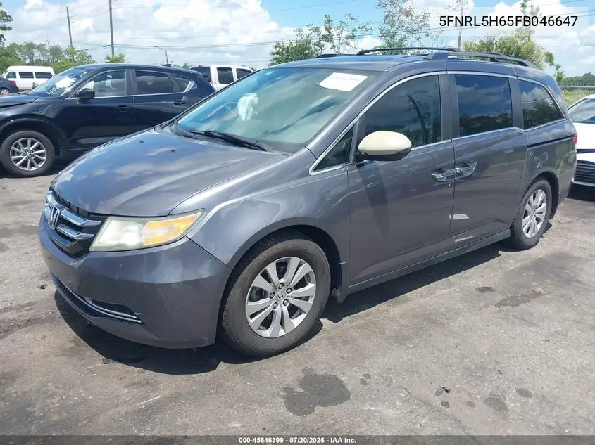 2015 Honda Odyssey Ex-L VIN: 5FNRL5H65FB046647 Lot: 45646399