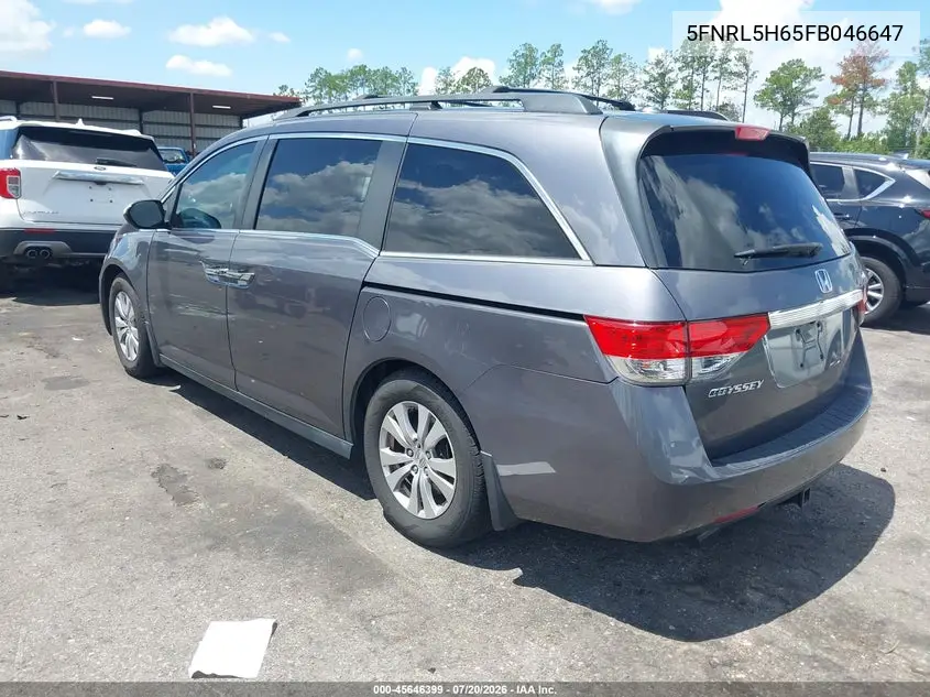2015 Honda Odyssey Ex-L VIN: 5FNRL5H65FB046647 Lot: 45646399