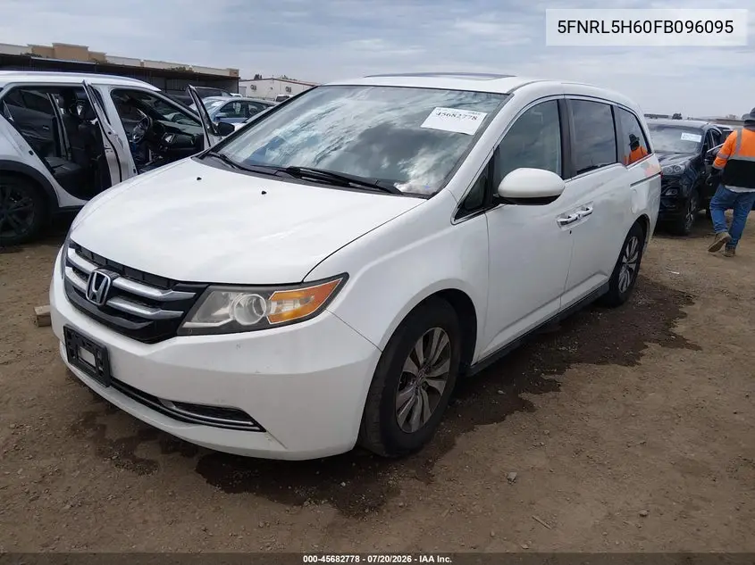 2015 Honda Odyssey Ex-L VIN: 5FNRL5H60FB096095 Lot: 45682778