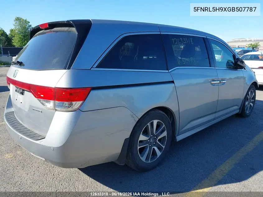 2016 Honda Odyssey VIN: 5FNRL5H9XGB507787 Lot: 12633318