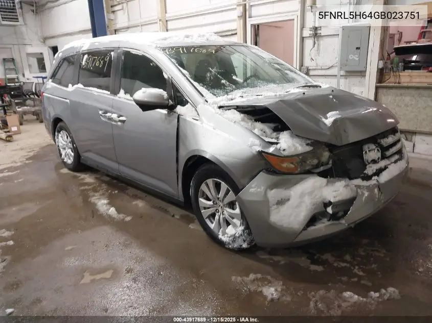 5FNRL5H64GB023751 2016 Honda Odyssey Ex-L