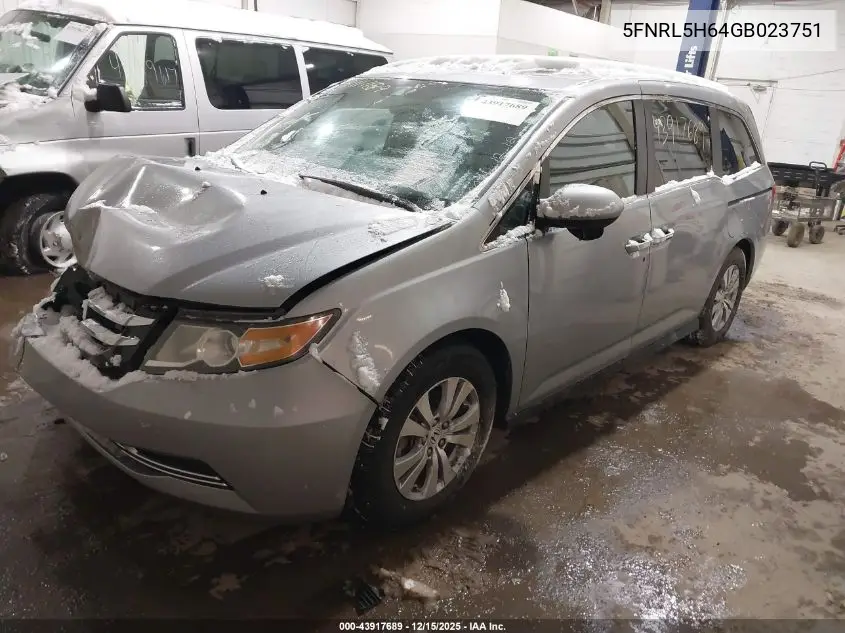 5FNRL5H64GB023751 2016 Honda Odyssey Ex-L