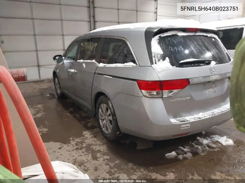 5FNRL5H64GB023751 2016 Honda Odyssey Ex-L