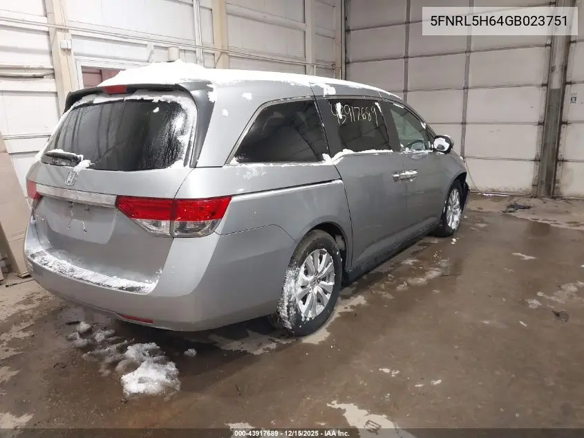 5FNRL5H64GB023751 2016 Honda Odyssey Ex-L