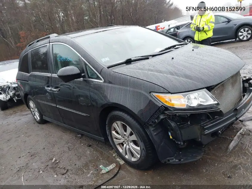 5FNRL5H60GB152599 2016 Honda Odyssey Ex-L
