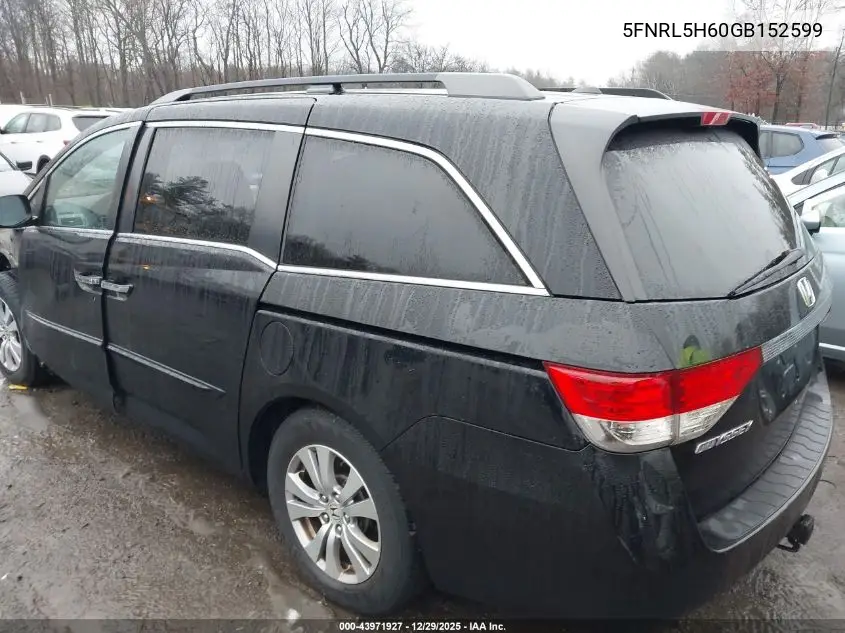 5FNRL5H60GB152599 2016 Honda Odyssey Ex-L