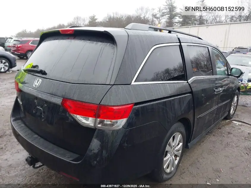 5FNRL5H60GB152599 2016 Honda Odyssey Ex-L