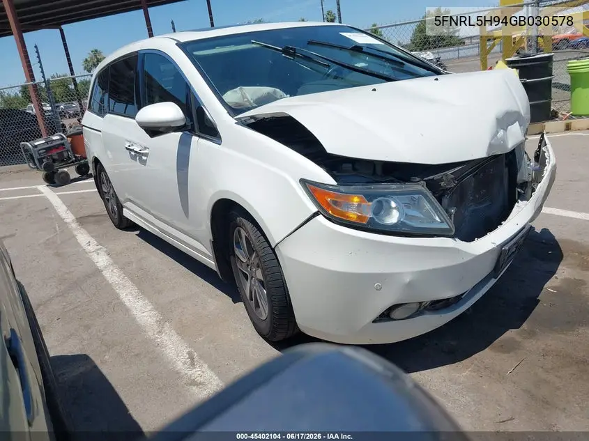 2016 Honda Odyssey Touring/Touring Elite VIN: 5FNRL5H94GB030578 Lot: 45402104