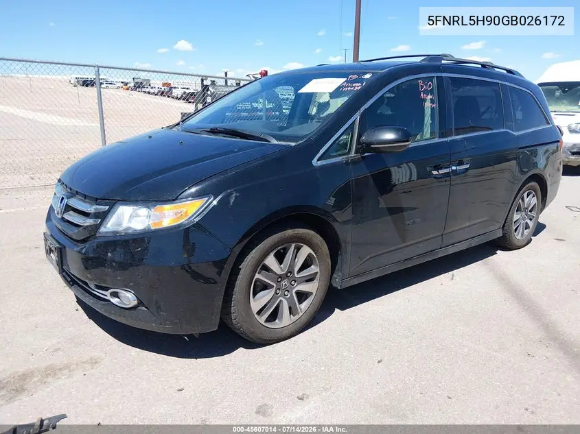 2016 Honda Odyssey Touring/Touring Elite VIN: 5FNRL5H90GB026172 Lot: 45607014