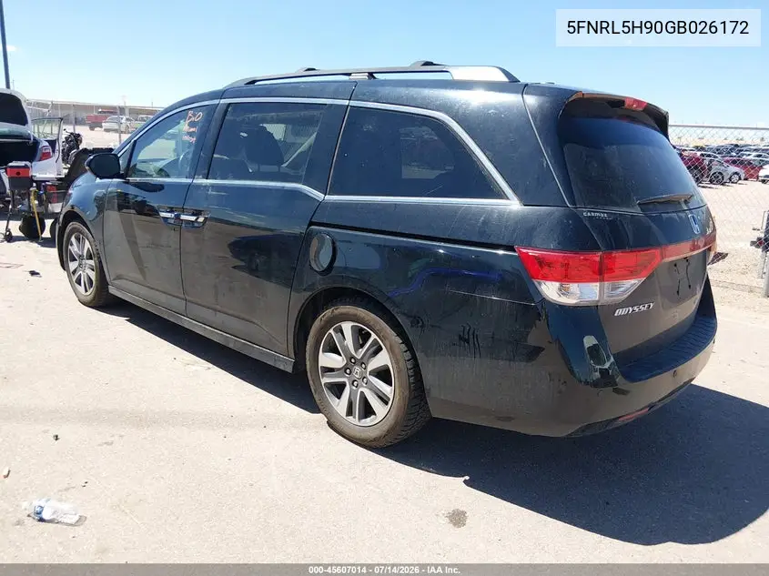 2016 Honda Odyssey Touring/Touring Elite VIN: 5FNRL5H90GB026172 Lot: 45607014