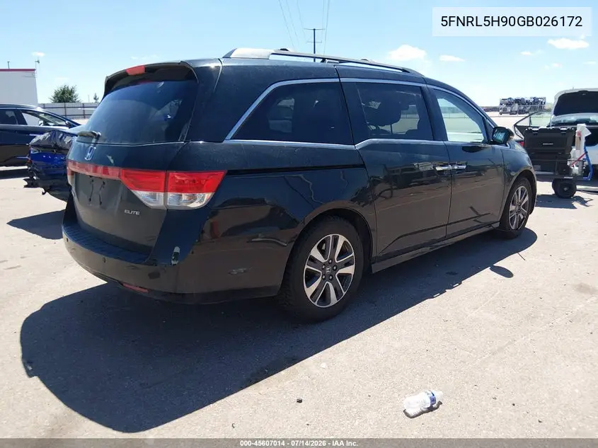 2016 Honda Odyssey Touring/Touring Elite VIN: 5FNRL5H90GB026172 Lot: 45607014