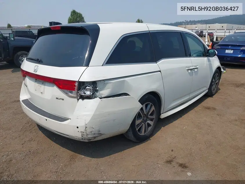 2016 Honda Odyssey Touring/Touring Elite VIN: 5FNRL5H92GB036427 Lot: 45686454