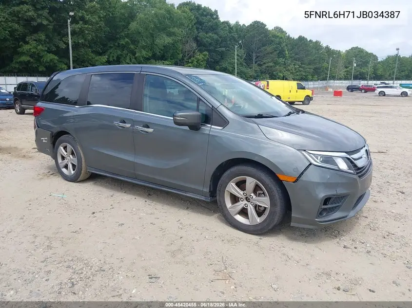 2018 Honda Odyssey Ex-L VIN: 5FNRL6H71JB034387 Lot: 45420455