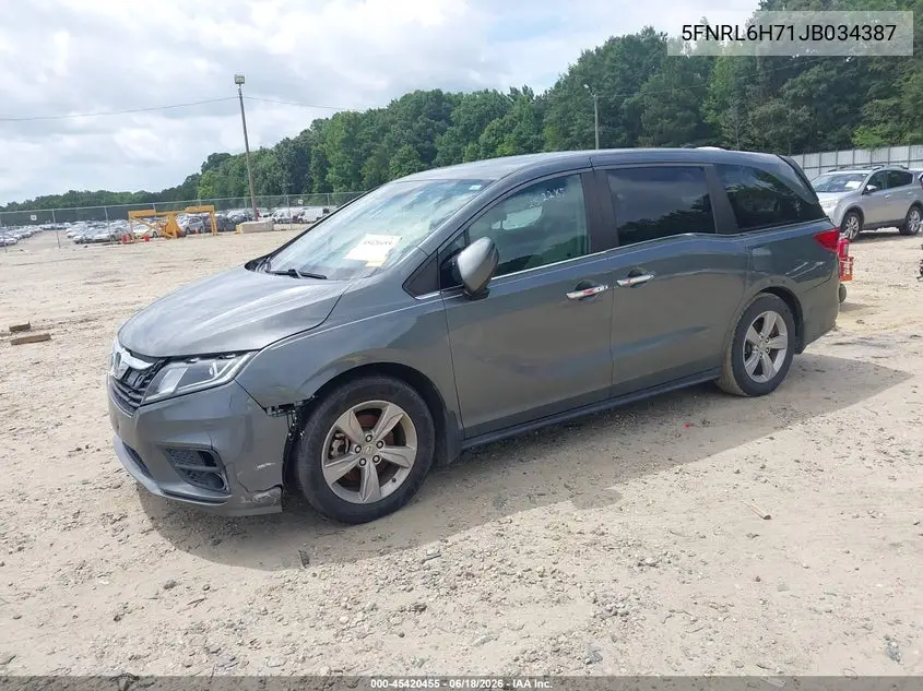 2018 Honda Odyssey Ex-L VIN: 5FNRL6H71JB034387 Lot: 45420455