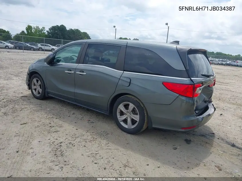 2018 Honda Odyssey Ex-L VIN: 5FNRL6H71JB034387 Lot: 45420455