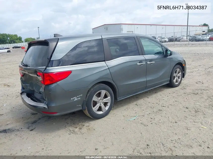 2018 Honda Odyssey Ex-L VIN: 5FNRL6H71JB034387 Lot: 45420455