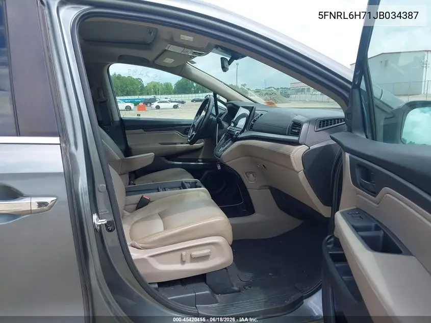 2018 Honda Odyssey Ex-L VIN: 5FNRL6H71JB034387 Lot: 45420455