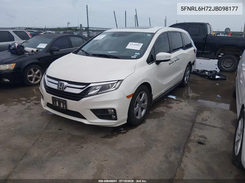2018 Honda Odyssey Ex-L VIN: 5FNRL6H72JB098177 Lot: 45646883