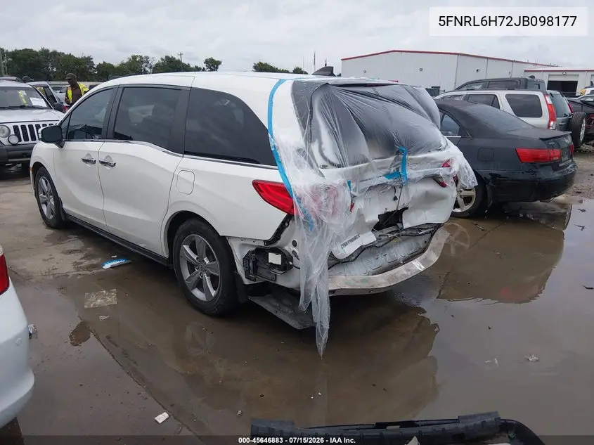2018 Honda Odyssey Ex-L VIN: 5FNRL6H72JB098177 Lot: 45646883