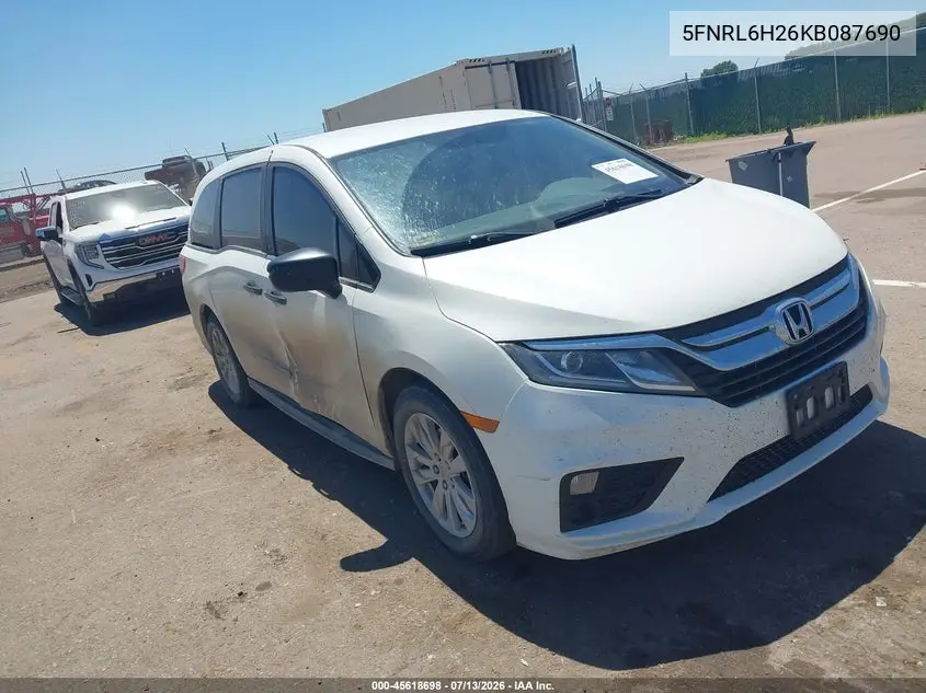 2019 Honda Odyssey Lx VIN: 5FNRL6H26KB087690 Lot: 45618698