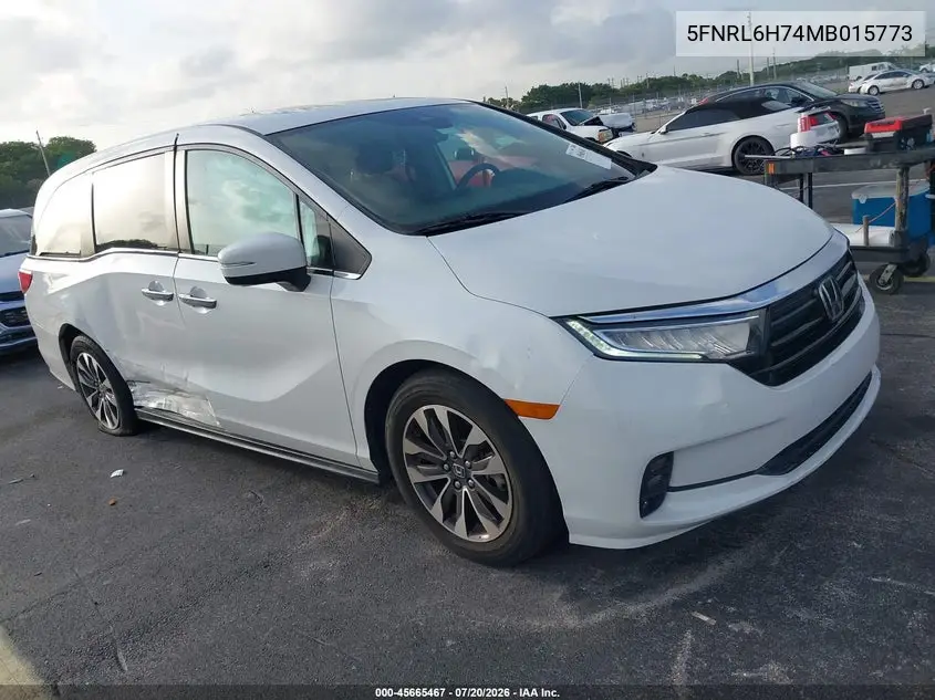 2021 Honda Odyssey Ex-L VIN: 5FNRL6H74MB015773 Lot: 45665467