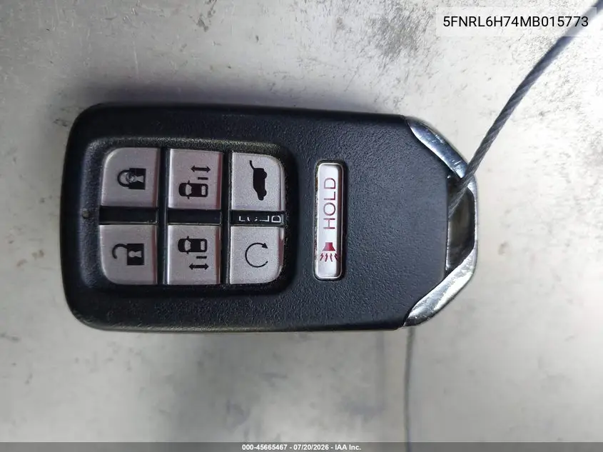 2021 Honda Odyssey Ex-L VIN: 5FNRL6H74MB015773 Lot: 45665467