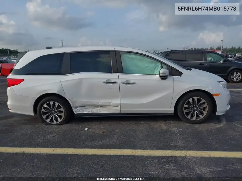2021 Honda Odyssey Ex-L VIN: 5FNRL6H74MB015773 Lot: 45665467