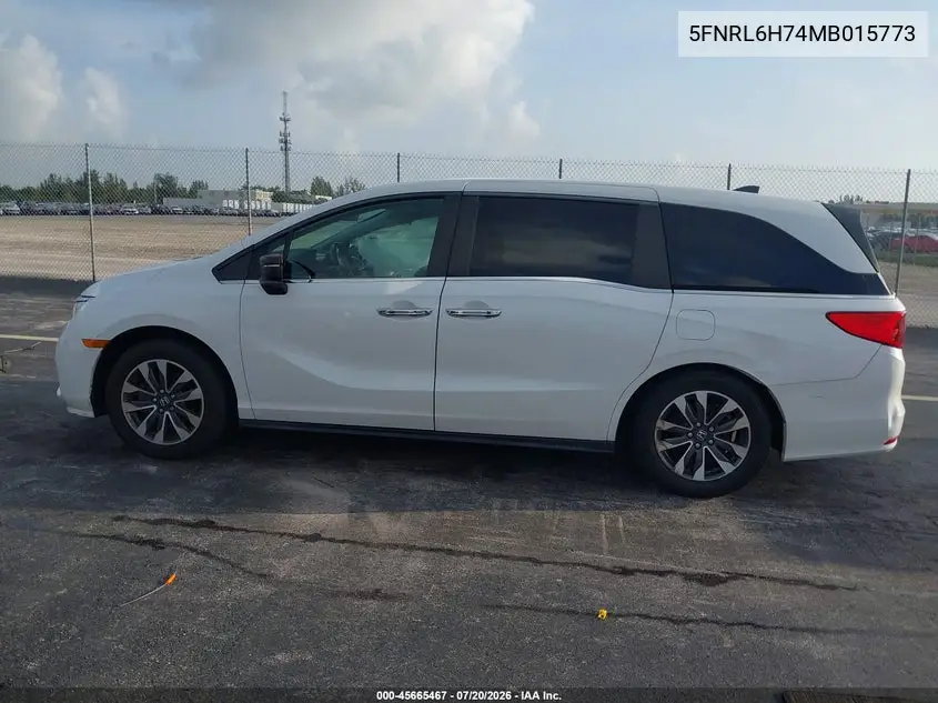 2021 Honda Odyssey Ex-L VIN: 5FNRL6H74MB015773 Lot: 45665467