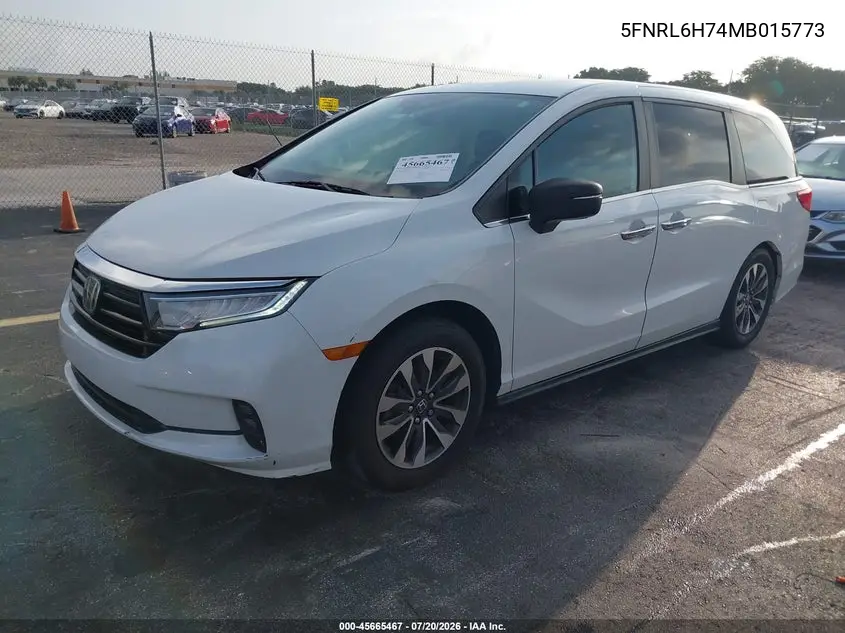 2021 Honda Odyssey Ex-L VIN: 5FNRL6H74MB015773 Lot: 45665467