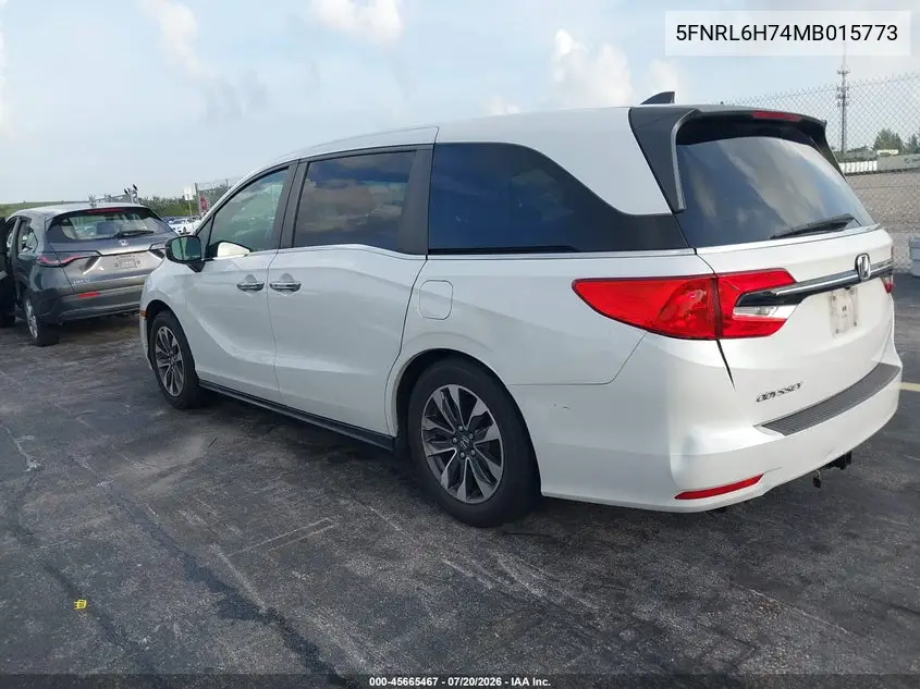 2021 Honda Odyssey Ex-L VIN: 5FNRL6H74MB015773 Lot: 45665467