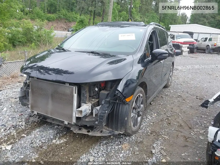 2022 Honda Odyssey Elite VIN: 5FNRL6H96NB002865 Lot: 44974077