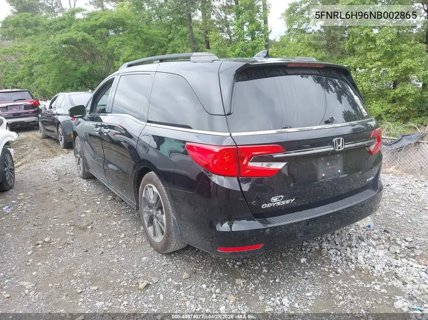2022 Honda Odyssey Elite VIN: 5FNRL6H96NB002865 Lot: 44974077