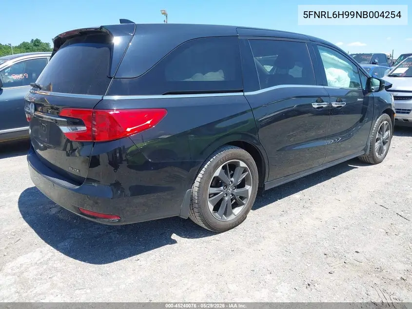 2022 Honda Odyssey Elite VIN: 5FNRL6H99NB004254 Lot: 45240076